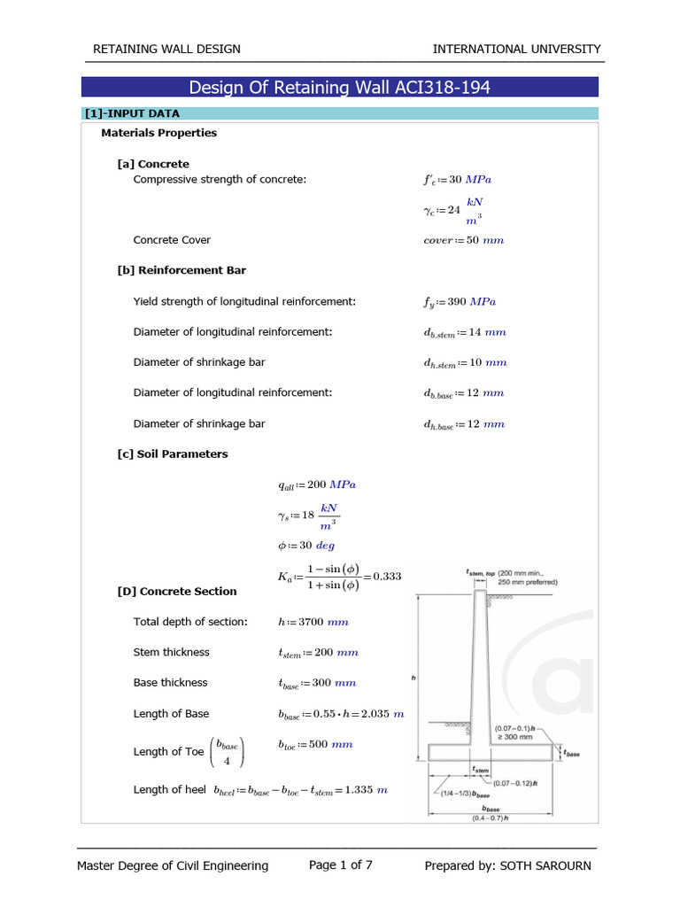Retaining Wall Design Specifications | PDF | Building Materials | Civil ...