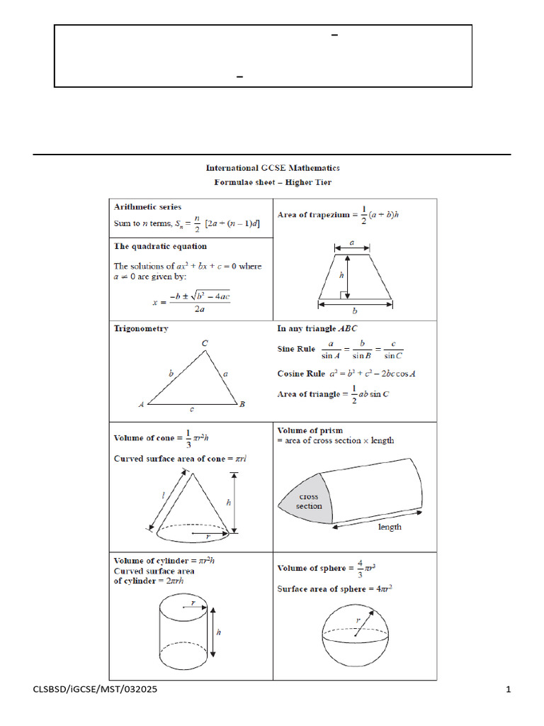 Clsbsd Igcse Mst 032025 Mathematics | PDF