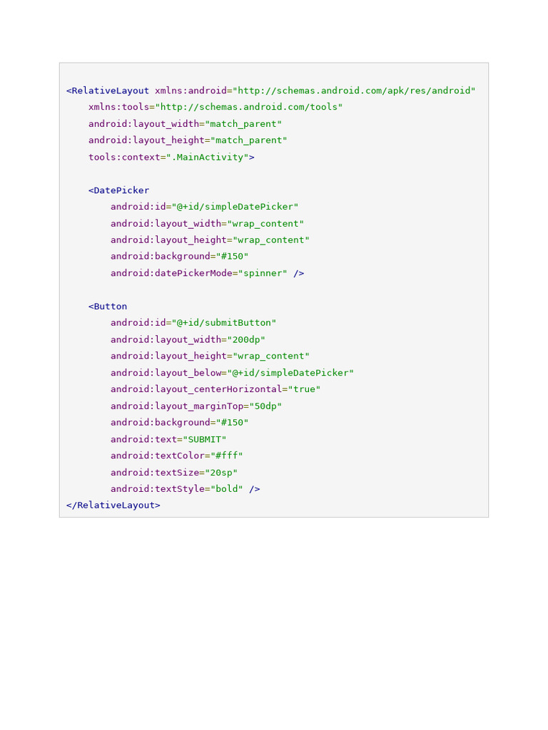 Android Date Picker Implementation | PDF