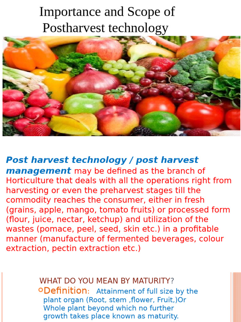 Importance and Scope of Postharvest Technology | PDF | Vegetables | Fruit