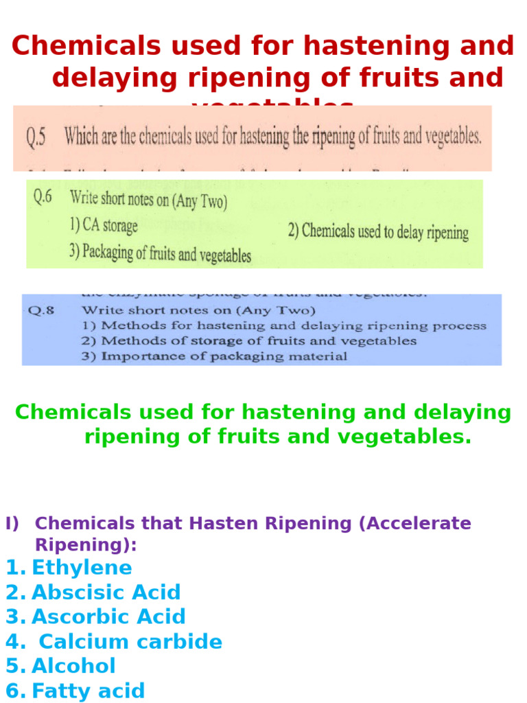 Chemicals for Fruit Ripening Control | PDF | Ethylene | Chemical Compounds