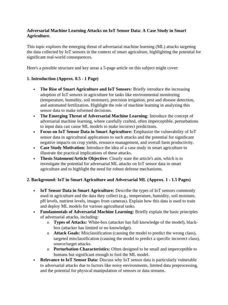 Adversarial Attacks on IoT in Agriculture | PDF | Internet Of Things ...