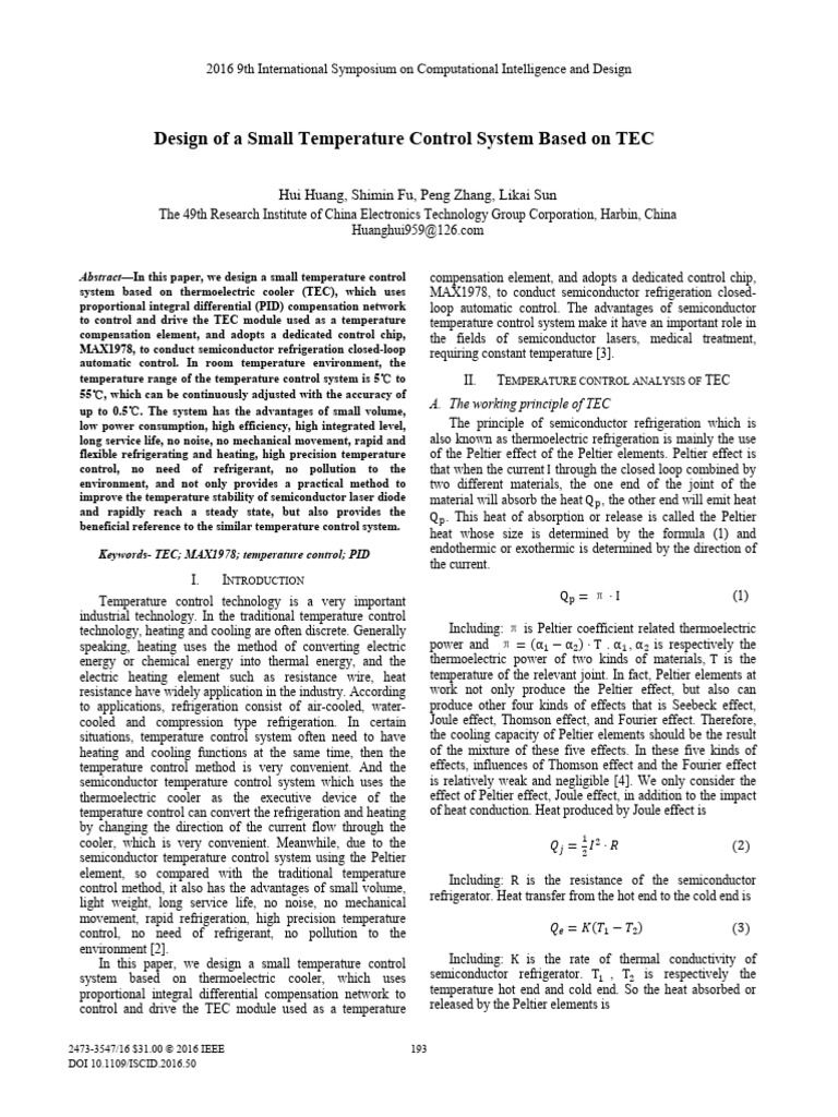 Small TEC-Based Temperature Control System | PDF | Electronics ...