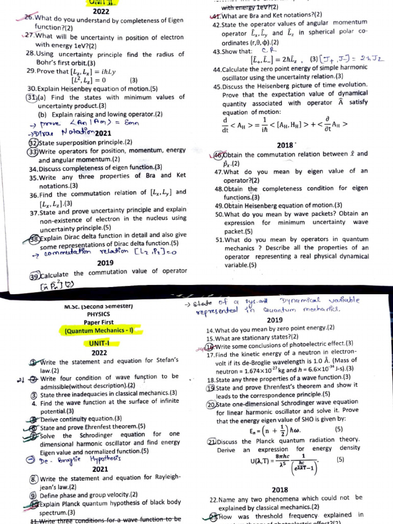 Quantum Mechanics Exam Questions 2022 | PDF | Waves | Applied And ...