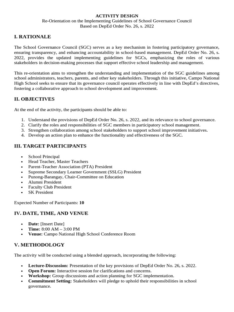 SGC Design Re-Orientation Workshop | PDF | Governance