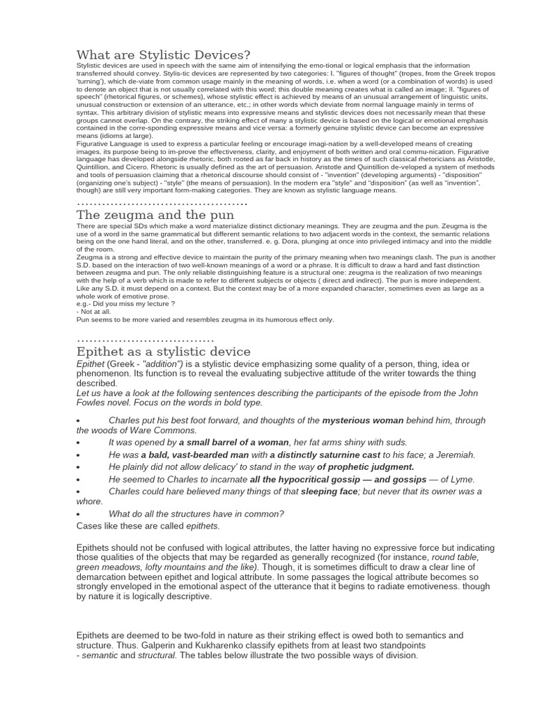 What Are Stylistic Devices | PDF | Rhetoric | Adjective