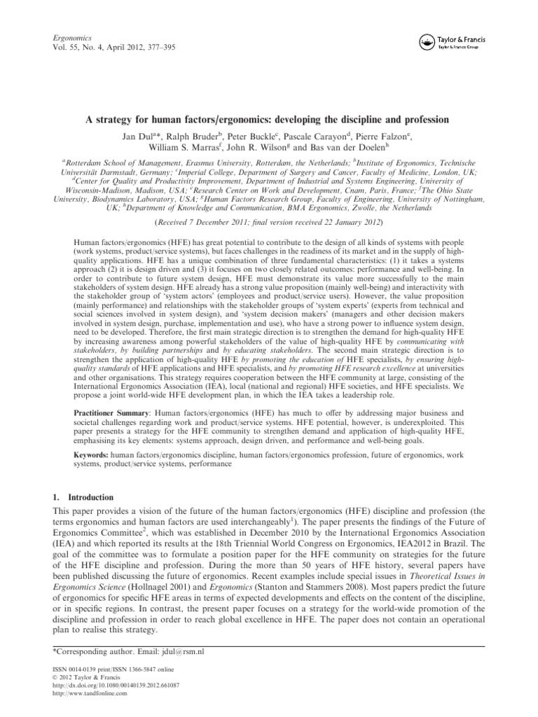 A Strategy Human Factors Ergonomics Developing The Disipline and ...