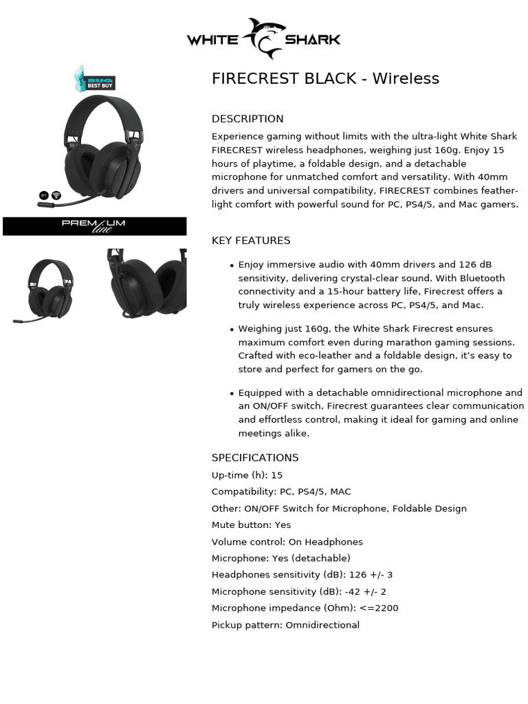 Brochure Firecrest Black Wireless | PDF
