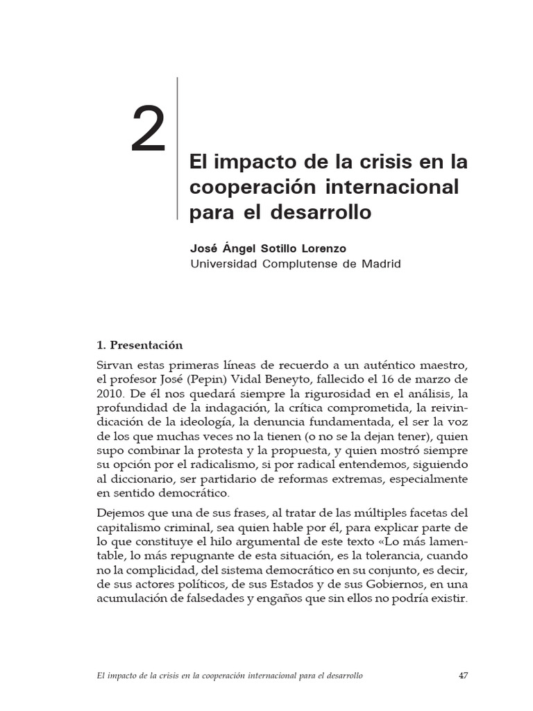 El Impacto de La Crisis en La Cooperación Internacional para El ...