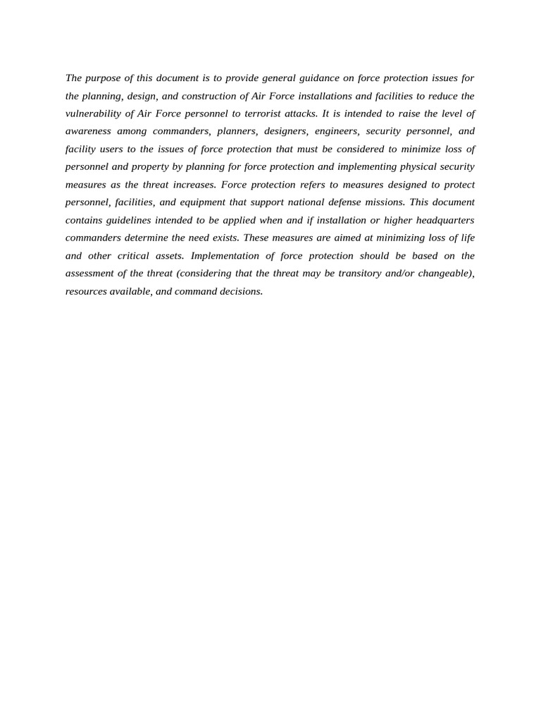 The Purpose of This Document Is To Provide General Guidance On Force ...