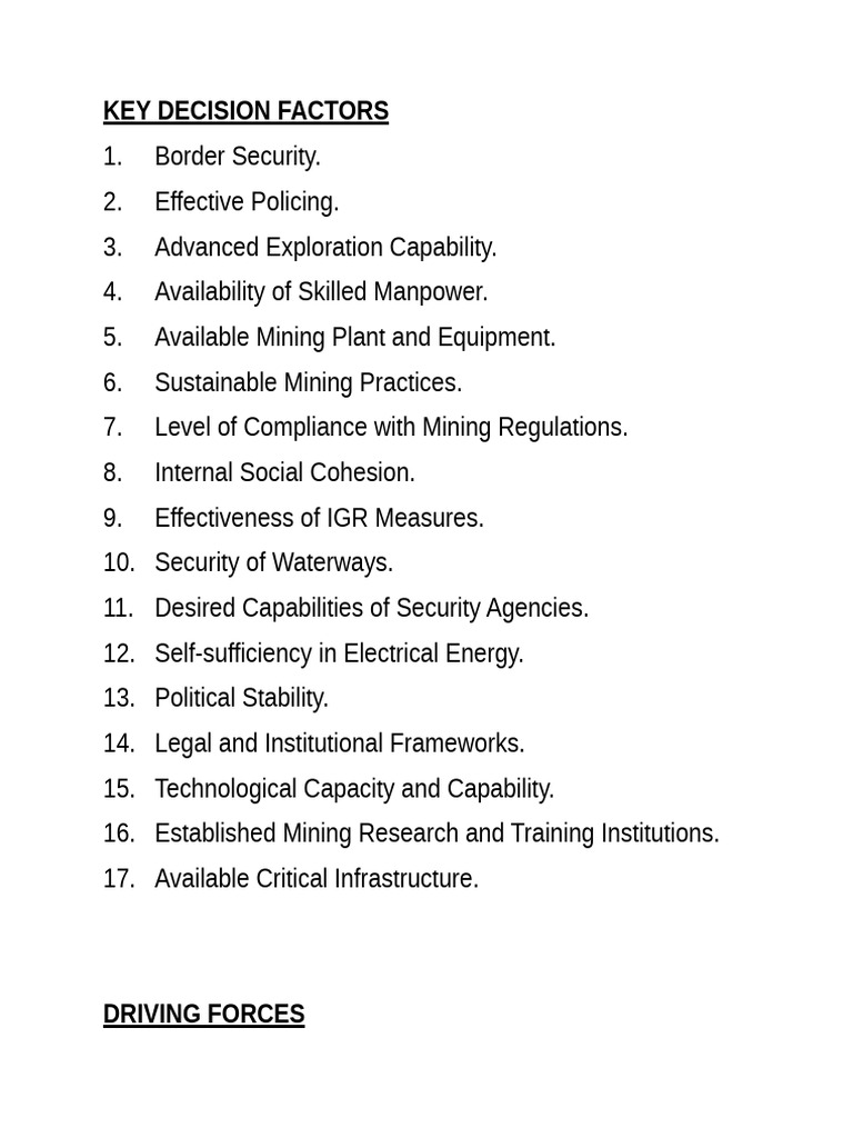 Key Factors in Mining Decision-Making | PDF