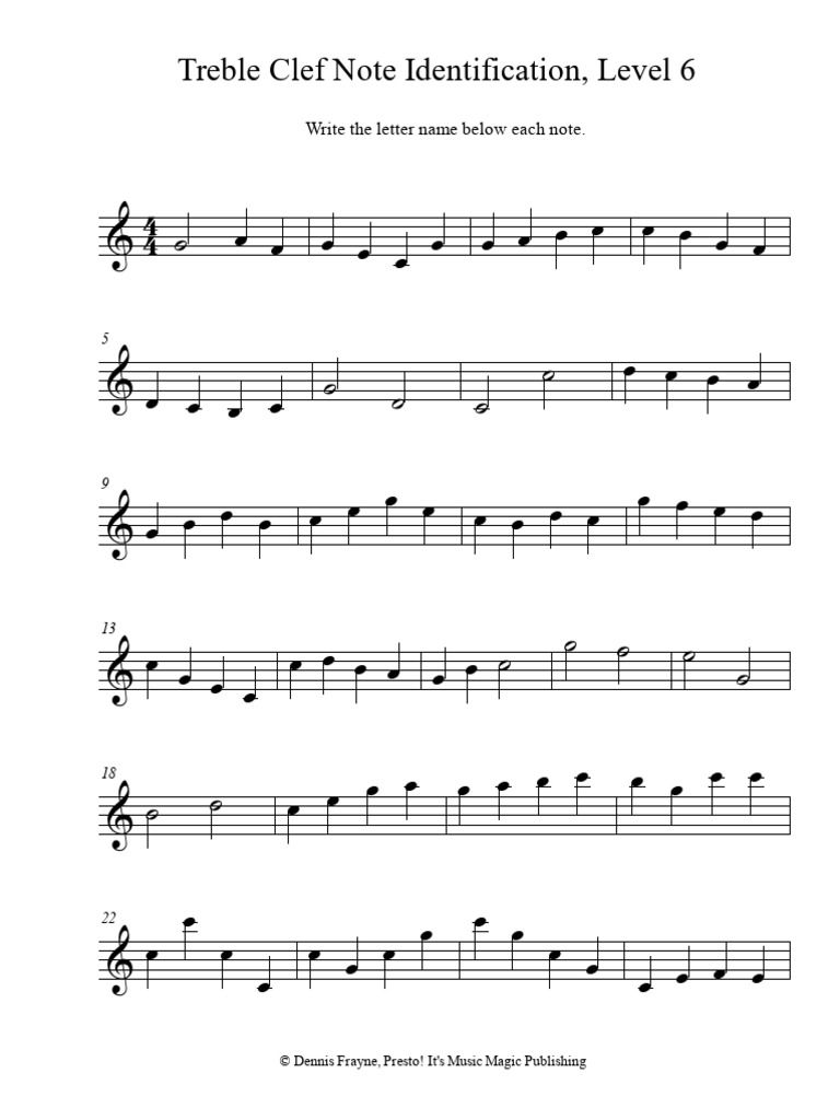 Identification des notes en clé de sol | PDF