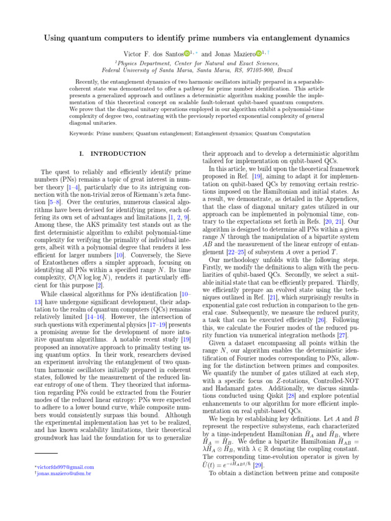 Quantum Algorithm for Prime Identification | PDF | Quantum Computing ...