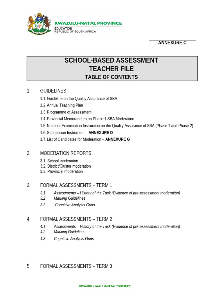 SBA Teacher File Guidelines | PDF