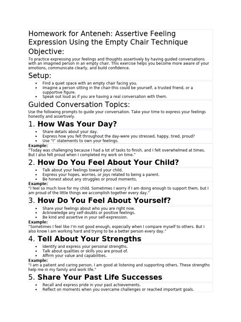 Empy Chair Exersise For Anteneh | PDF | Feeling | Thought