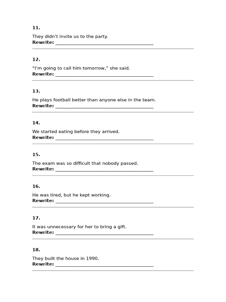 PDF Rewrite Exercises | PDF