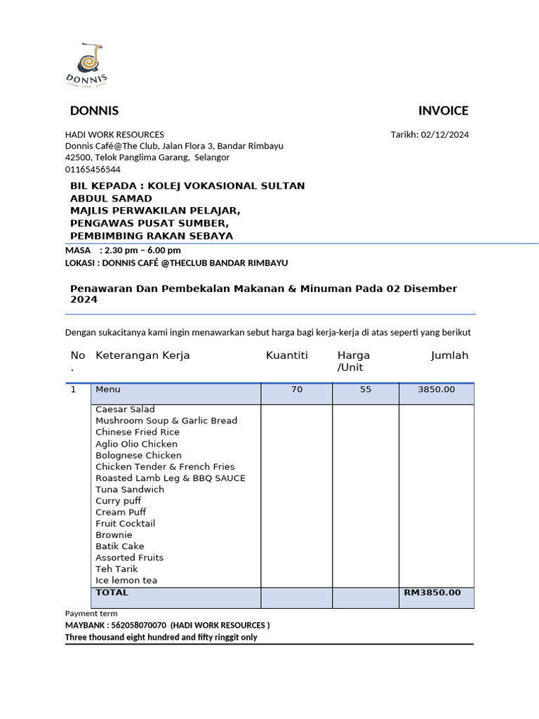 Invoice Kvsas Hi Tea | PDF