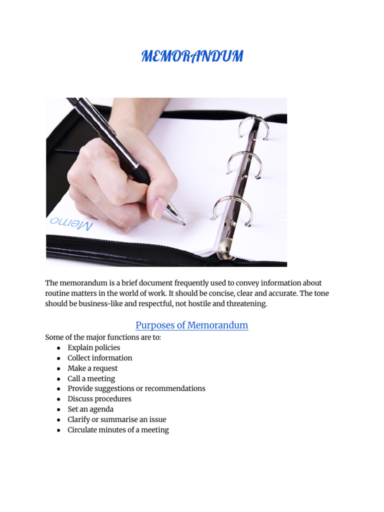 Effective Memorandum Writing Guide | PDF