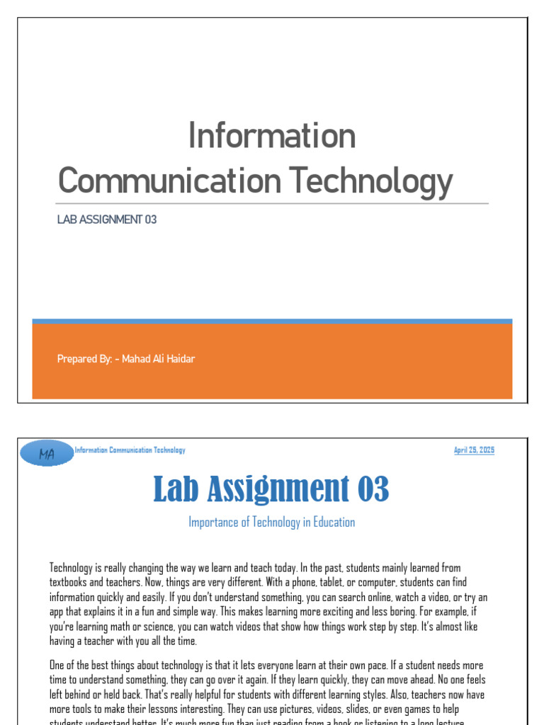 Lab Assignment 03 .PDF Mahad | PDF | Educational Technology