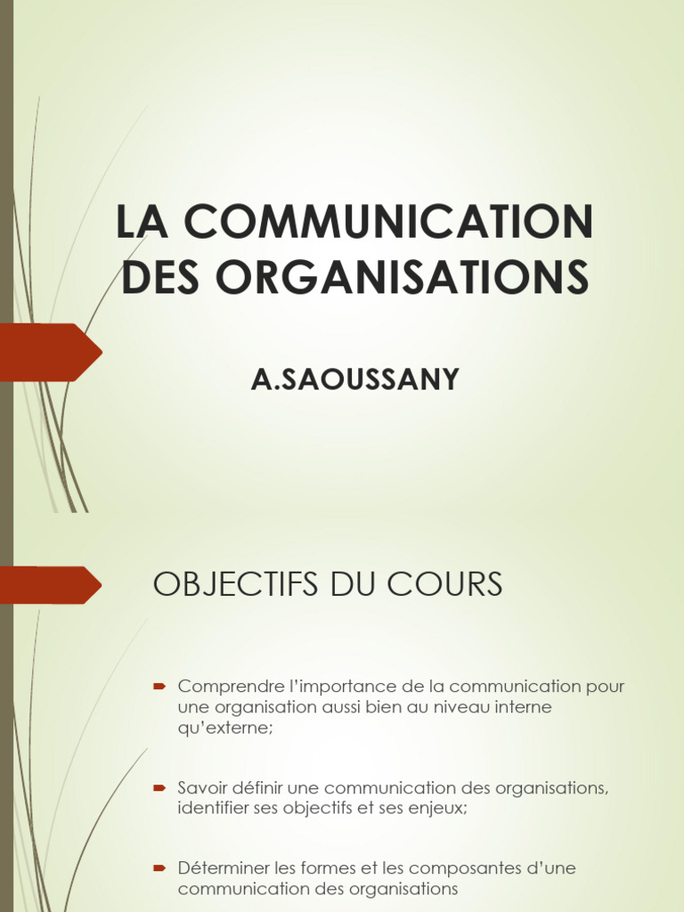Communication des organisations : enjeux et formes | PDF | la ...