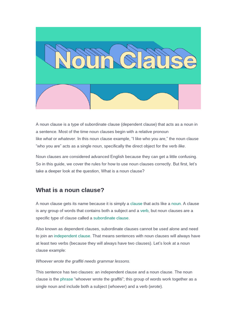 Understanding Noun Clauses | PDF | Clause | Verb