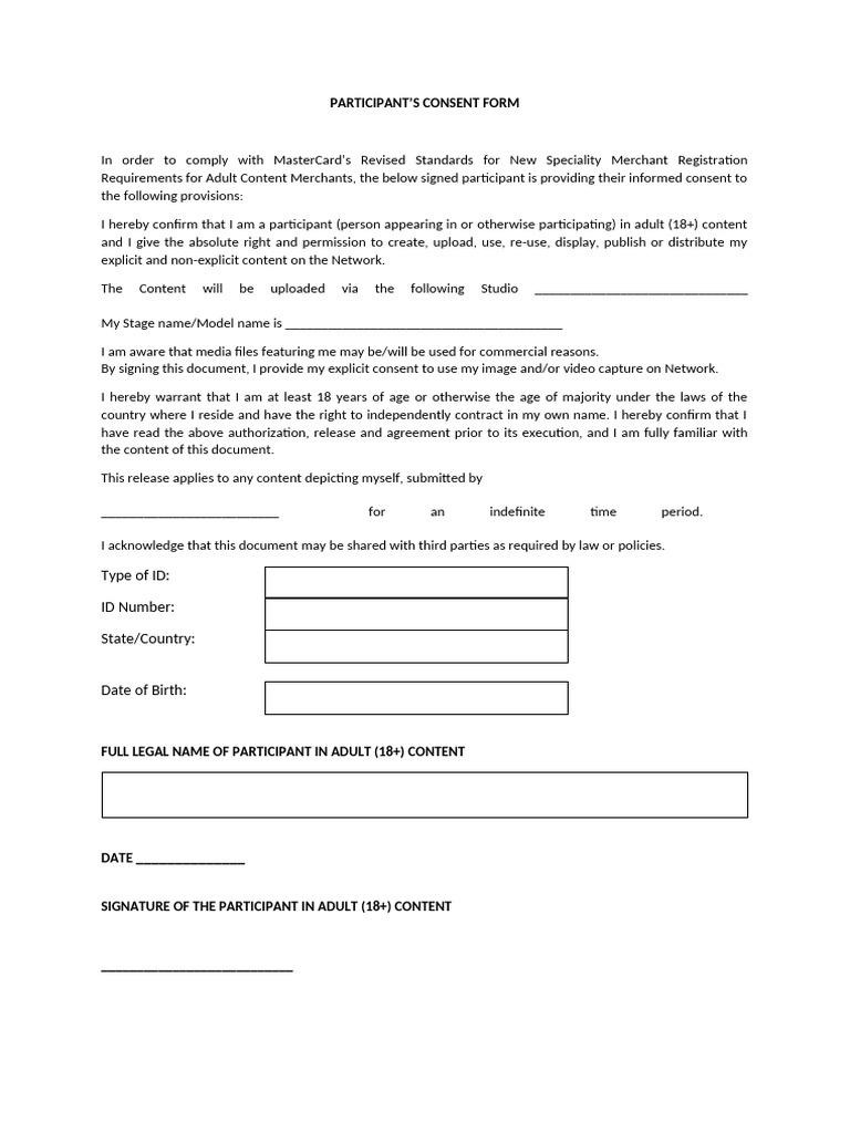 Adult Content Participant Consent Form | PDF