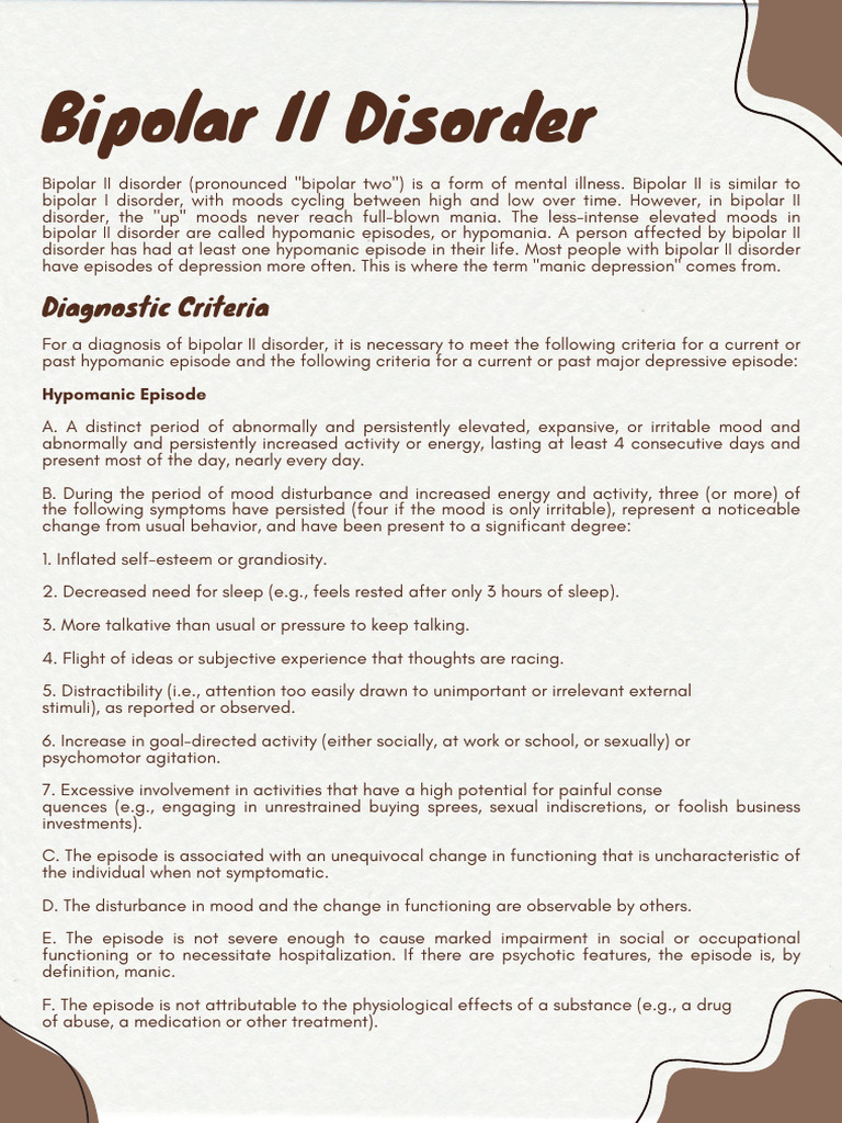 Bipolar II | PDF | Bipolar Disorder | Mania