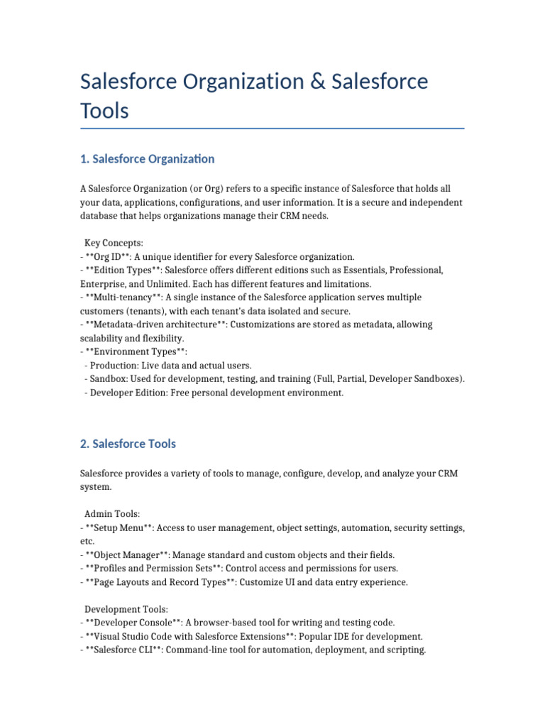 Salesforce Org and Tools Overview | PDF | Integrated Development ...