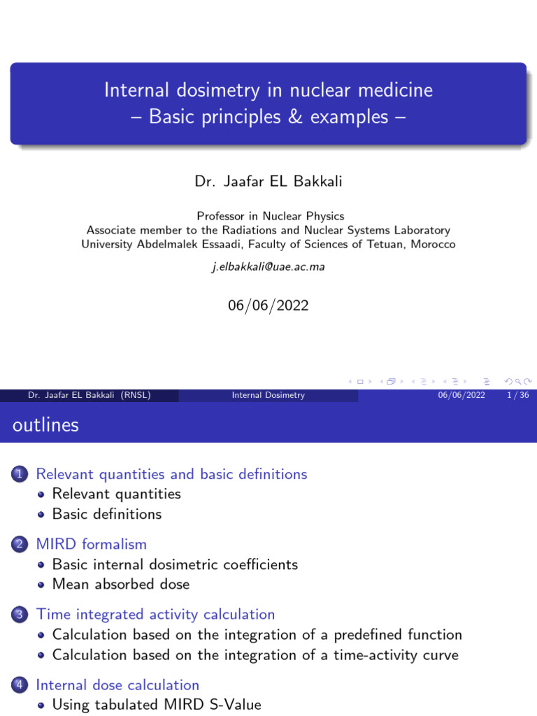 Internal Dosimetry in Nuclear Medicine | PDF | Dosimetry | Absorbed Dose