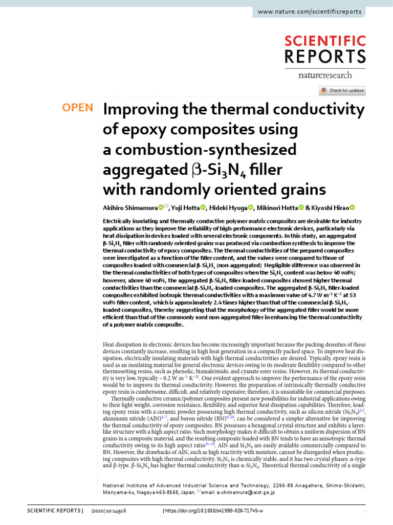 Enhanced Thermal Conductivity in Epoxy Composites | PDF | Composite ...