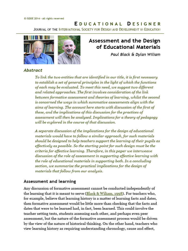 Linking Assessment and Educational Design | PDF | Educational ...