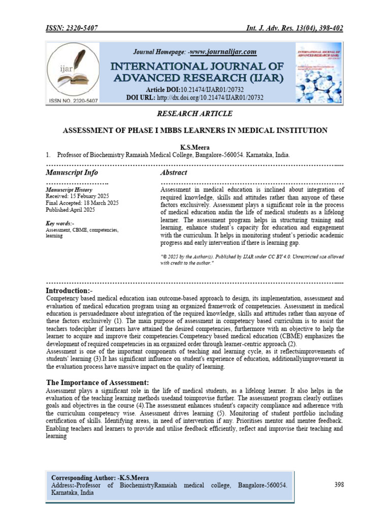 Phase I MBBS Learner Assessment Insights | PDF | Educational Assessment ...