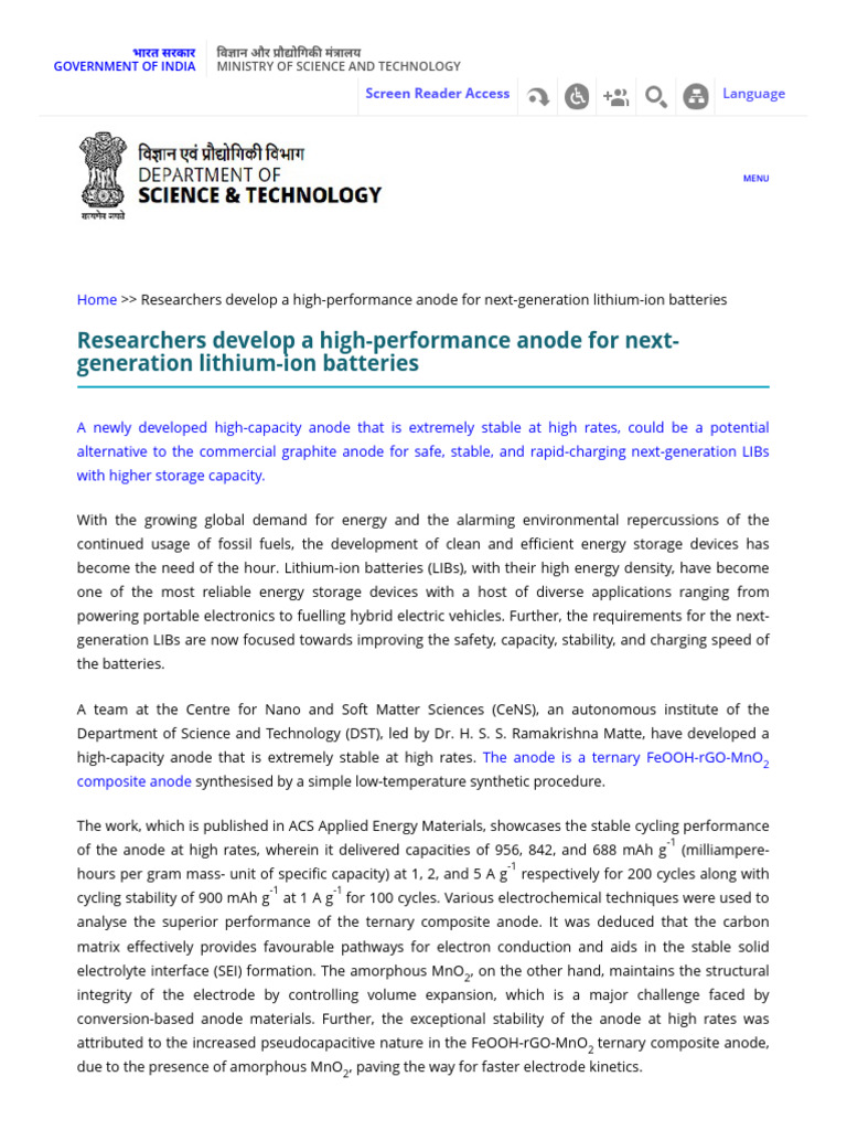 High-Performance Anode for Lithium-Ion Batteries | PDF | Lithium Ion ...