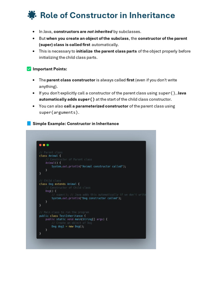 Rolee of Constructor in Inheritance | PDF