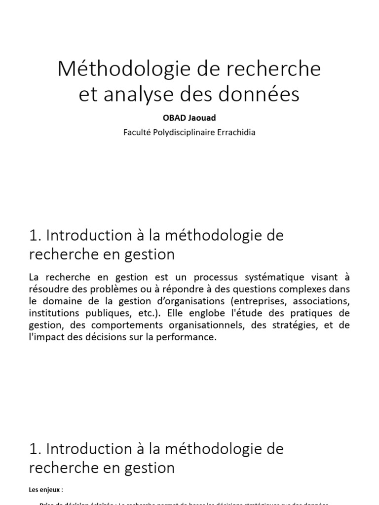 Méthodologie de recherche en gestion | PDF | Échantillonnage ...