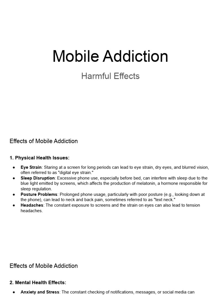 Sedentary Lifestyle and Mobile Addiction | PDF | Sedentary Lifestyle ...