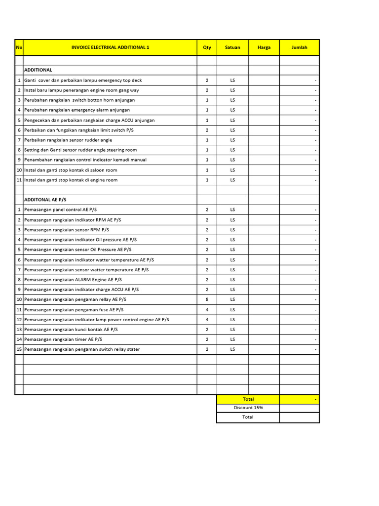 Invoice Pemasangan dan Perbaikan Listrik | PDF