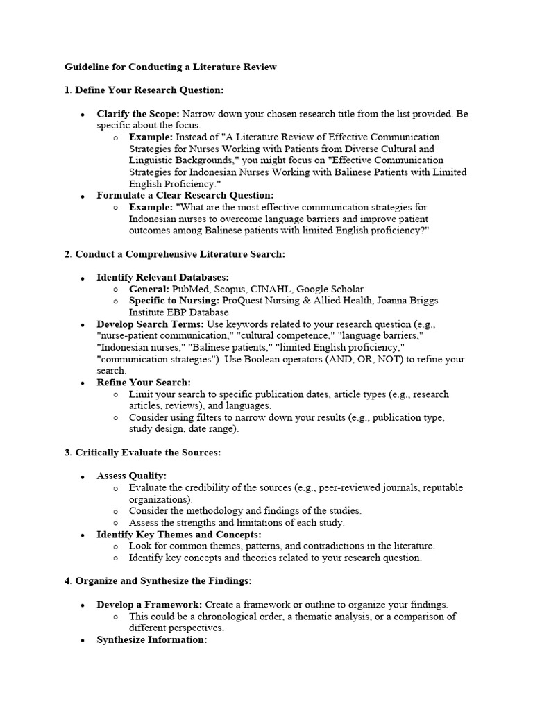 Literature Review Guidelines for Nurses | PDF | Nursing | Health Care