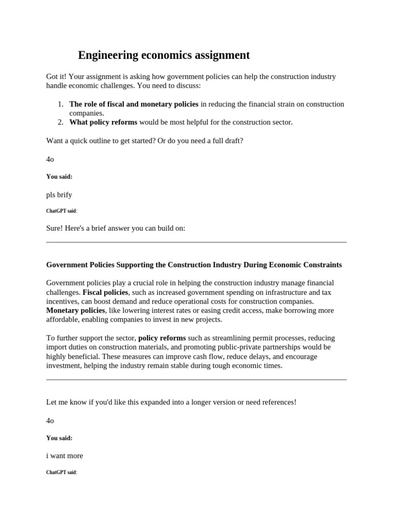 Engineering Economics Assignment | PDF | Fiscal Policy | Taxes