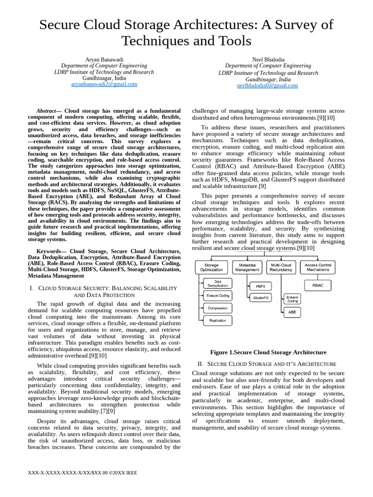 Secure Cloud Storage Techniques Survey | PDF | Cloud Computing | Security