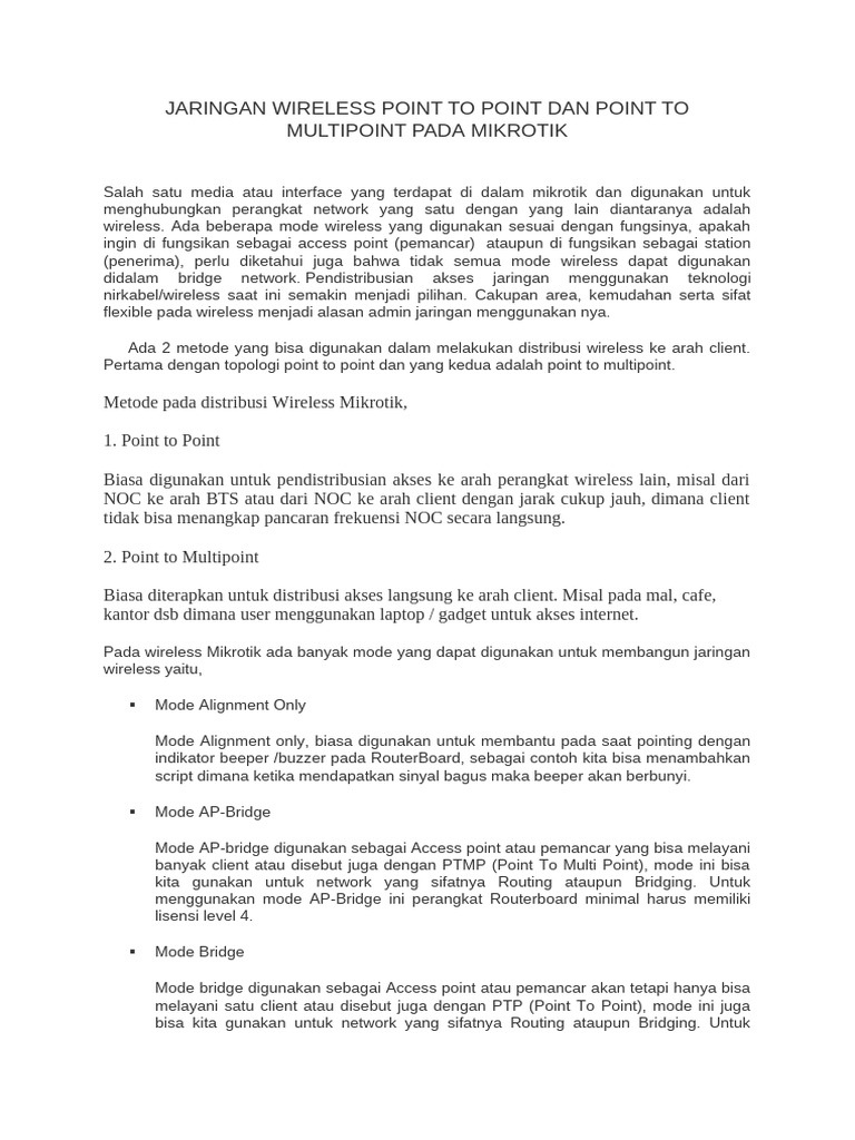 Jaringan Wireless Point to Point dan Multipoint | PDF