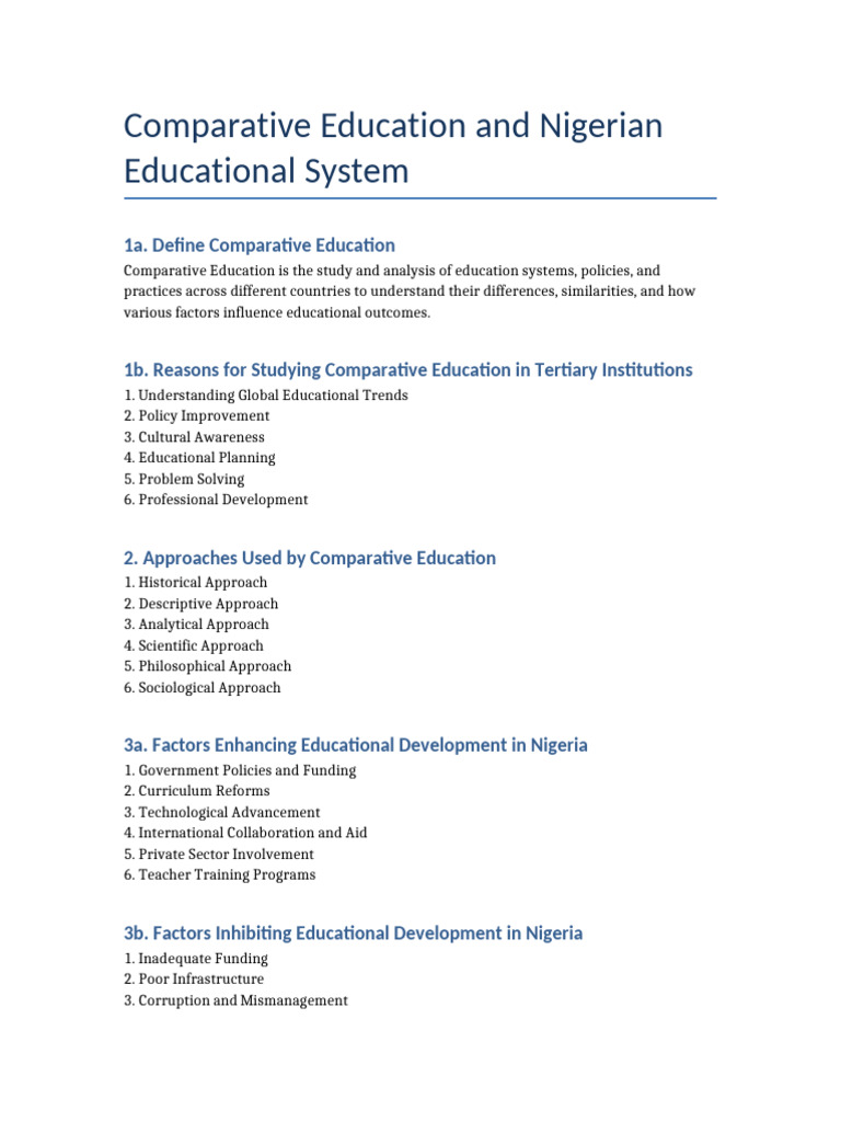 Comparative Education in Nigeria | PDF | Learning | Cognition