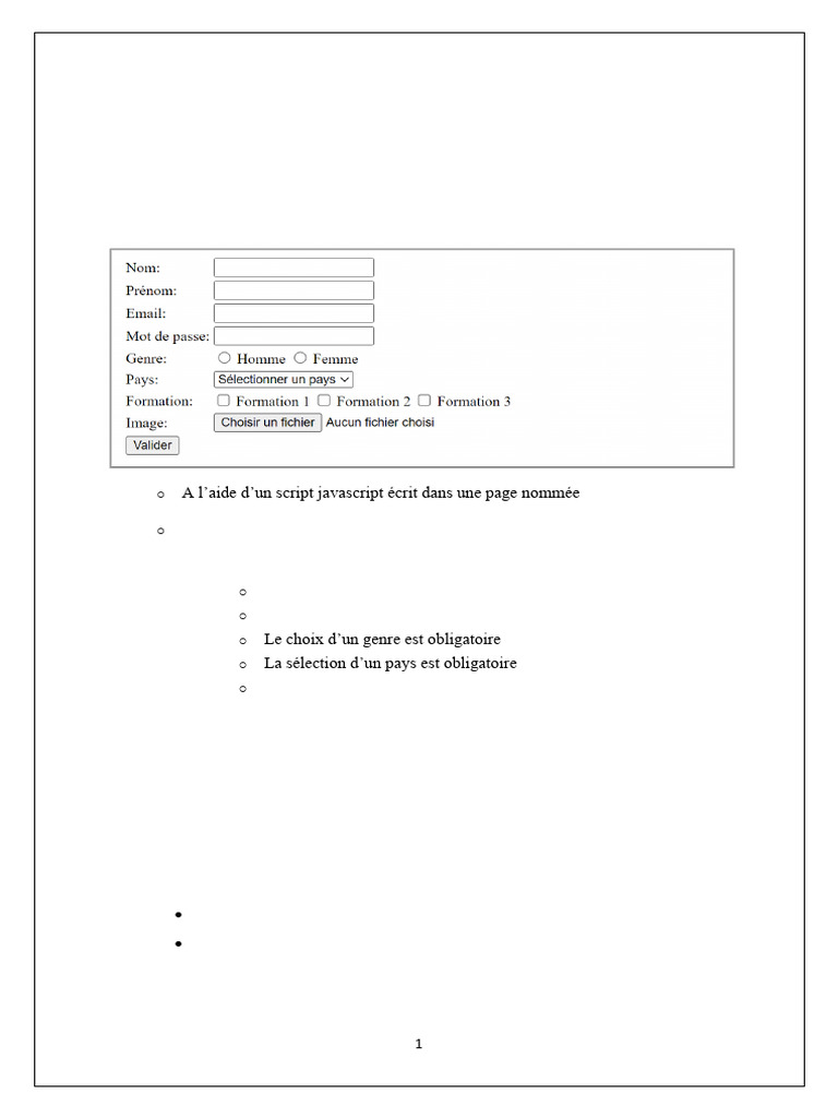 Formulaire HTML5 et validation JavaScript | PDF