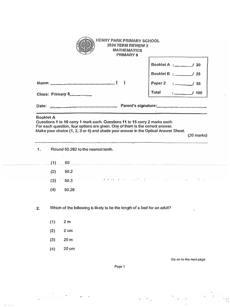 Primary 6 Math WA2 Exam Paper | PDF