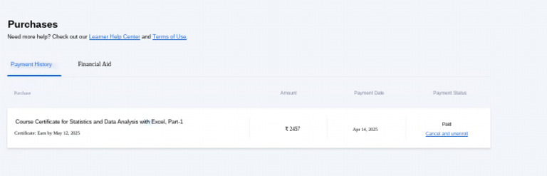 Coursera Payment Receipt Details | PDF