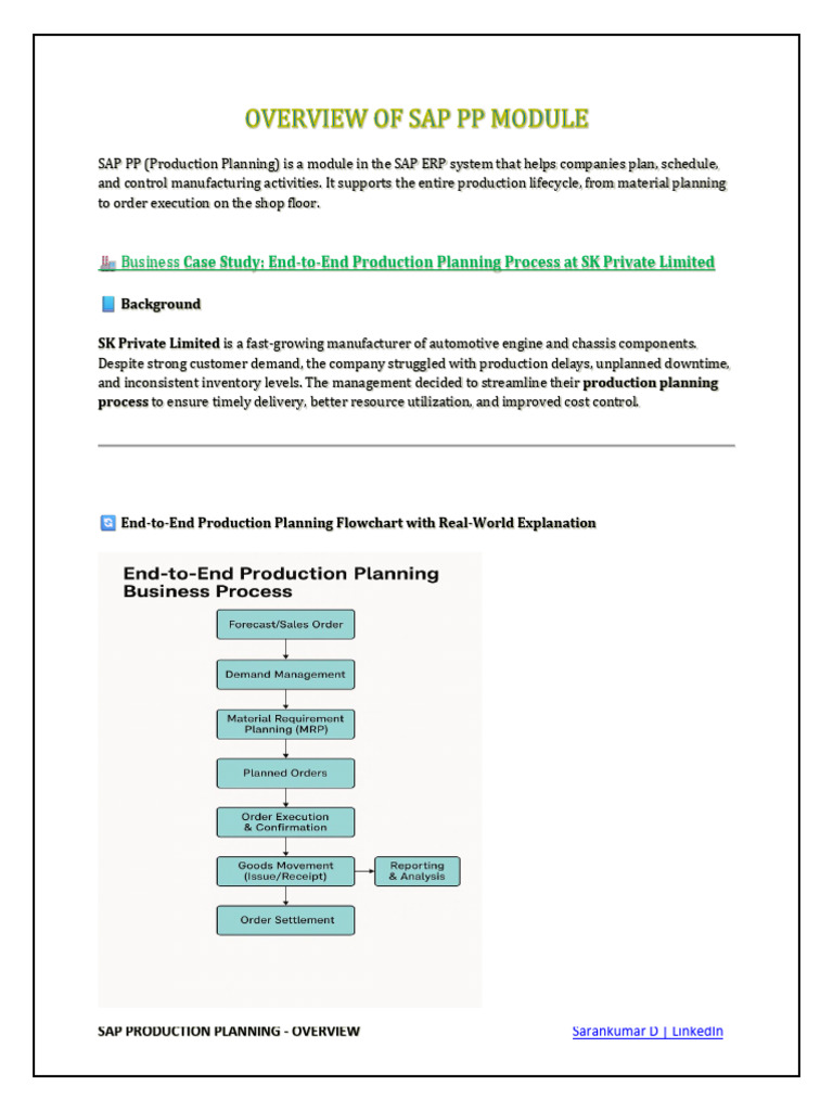 SAP Production Planning Process Overview | PDF | Inventory | Production ...