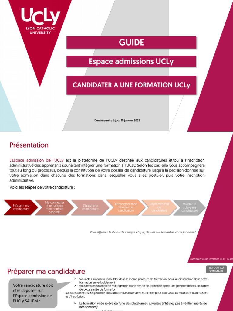 Guide de candidature UCLy | PDF