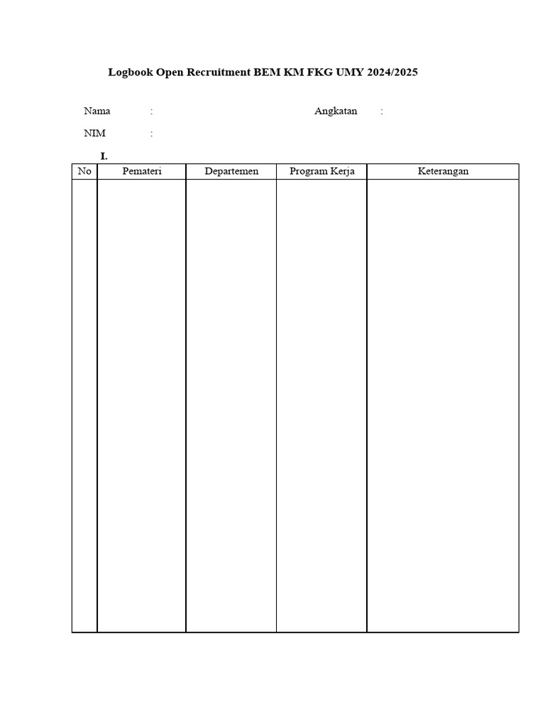 Logbook Rekrutmen BEM KM FKG UMY 2024 | PDF