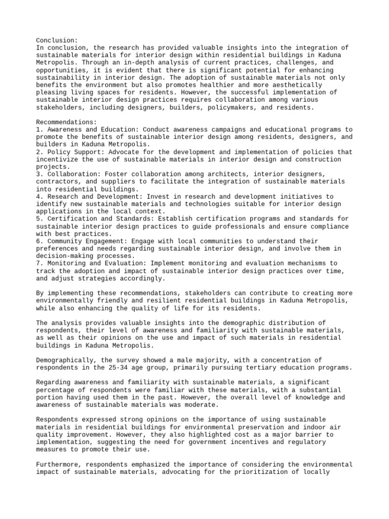 Sustainable Interior Design in Kaduna | PDF | Sustainability | Evaluation