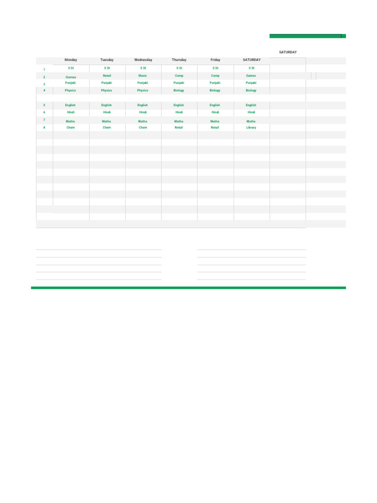 Weekly Schedule Overview | PDF